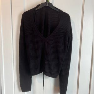 Black sweater with drawstring